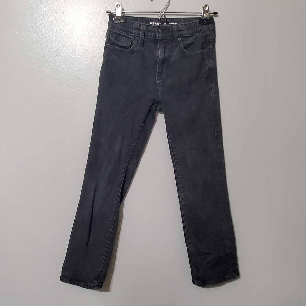 Old Navy Boy's Black Straight-Leg Jeans Denim Size 10